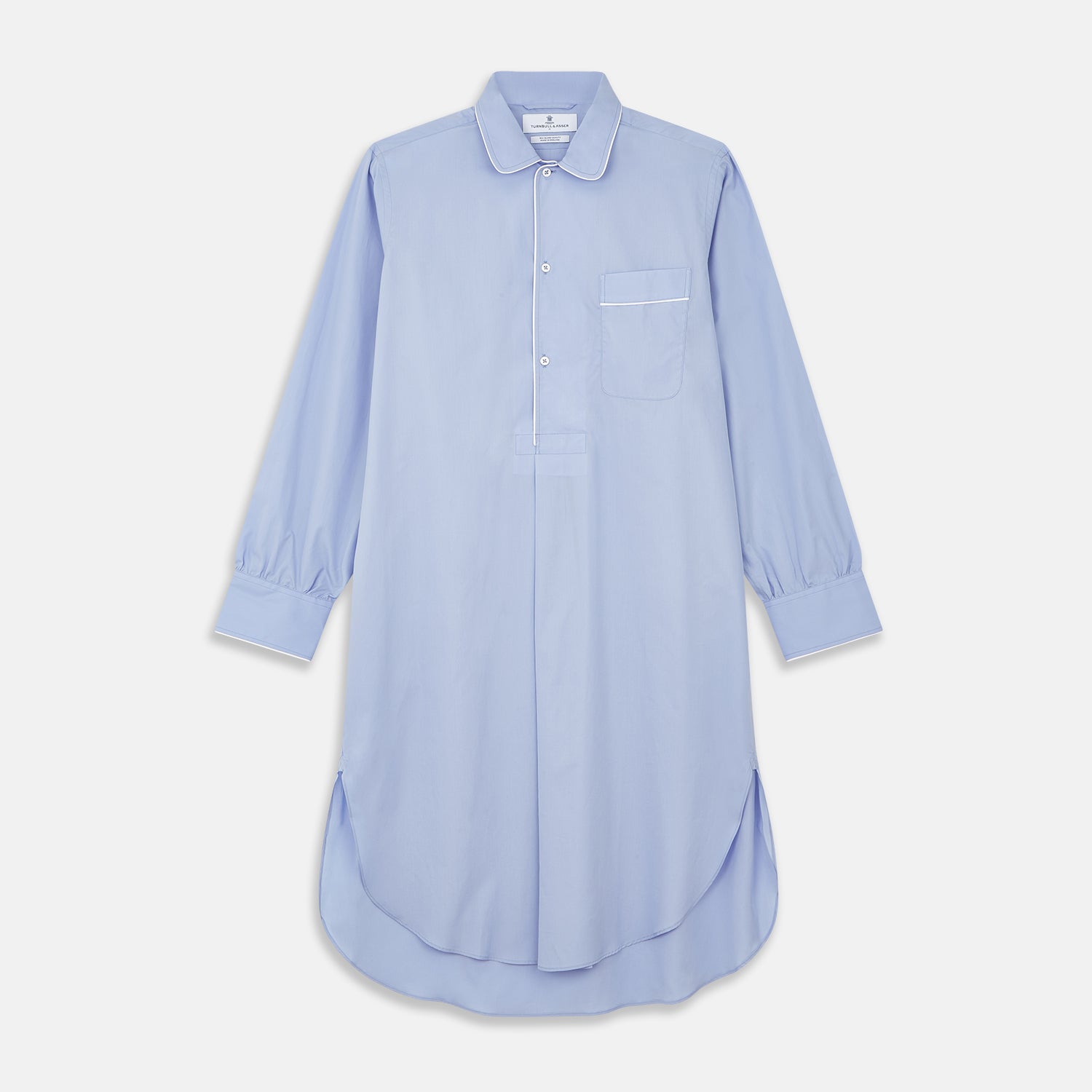 View 1 of product Blue Piped Sea Island Quality Cotton Nightshirt
