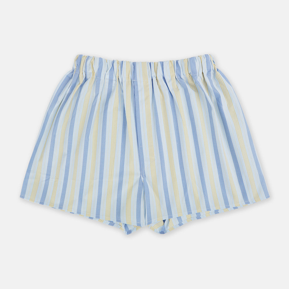 Blue and orange multi-stripe boxer shorts in cotton