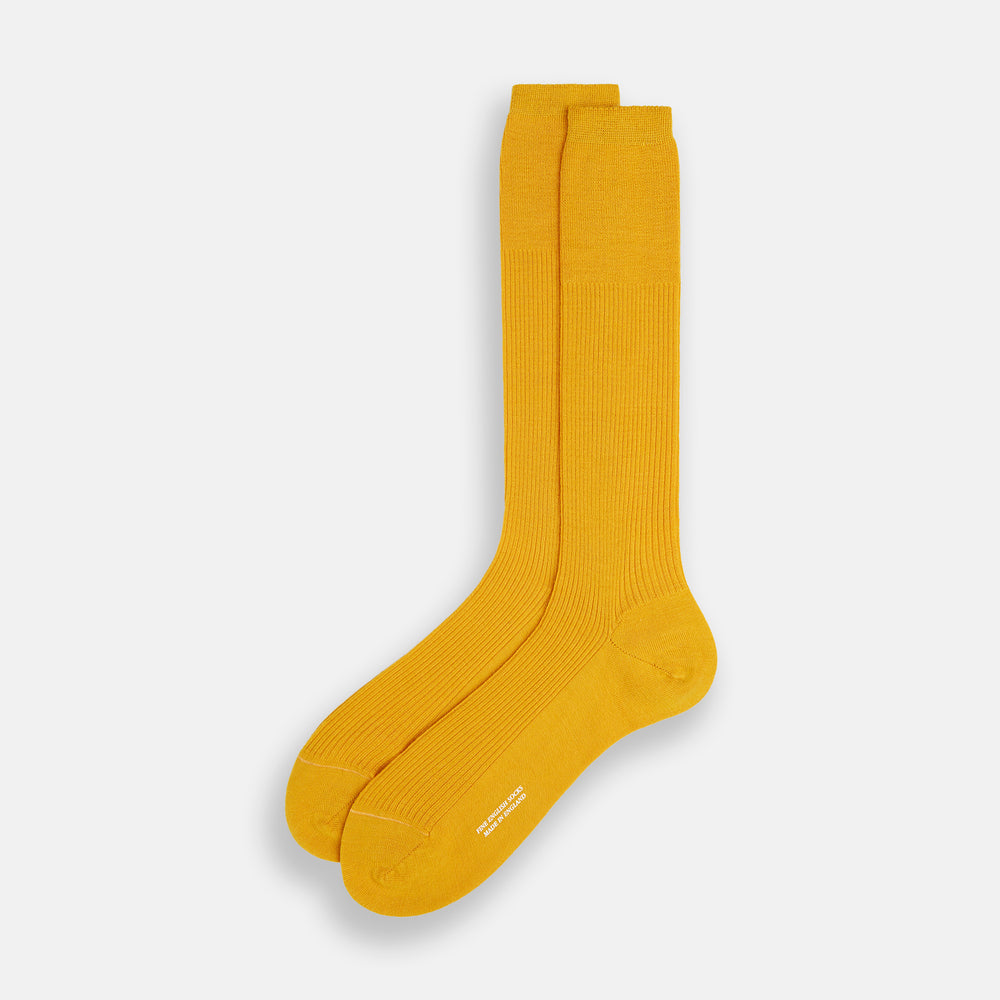 Turnbull & Asser Yellow Mid-Length Merino Socks