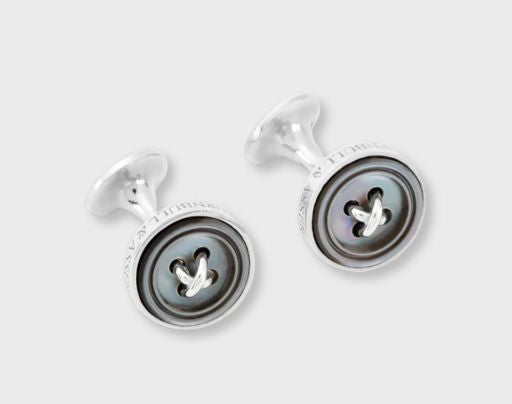ターンブル＆アッサー カフリンクス リバーシブル マザーオブパール Reversible Sterling Silver Button Cufflinks | Turnbull & Asser