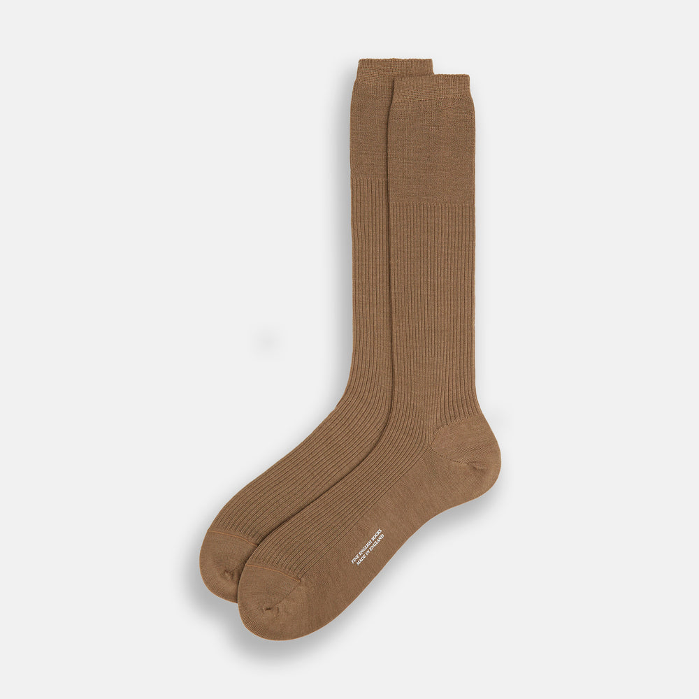 Camel Mid-Length Merino Socks