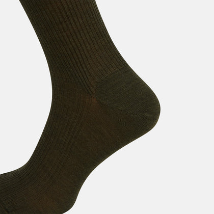Moss Green Mid-Length Merino Socks Image 3
