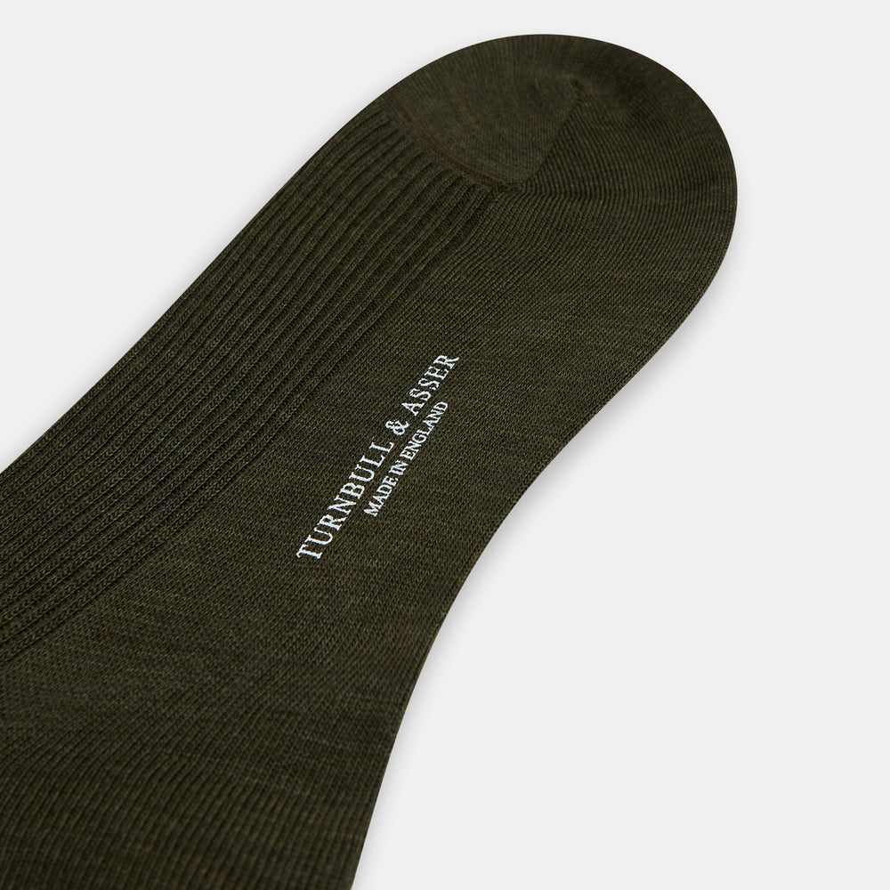 Moss Green Mid-Length Merino Socks