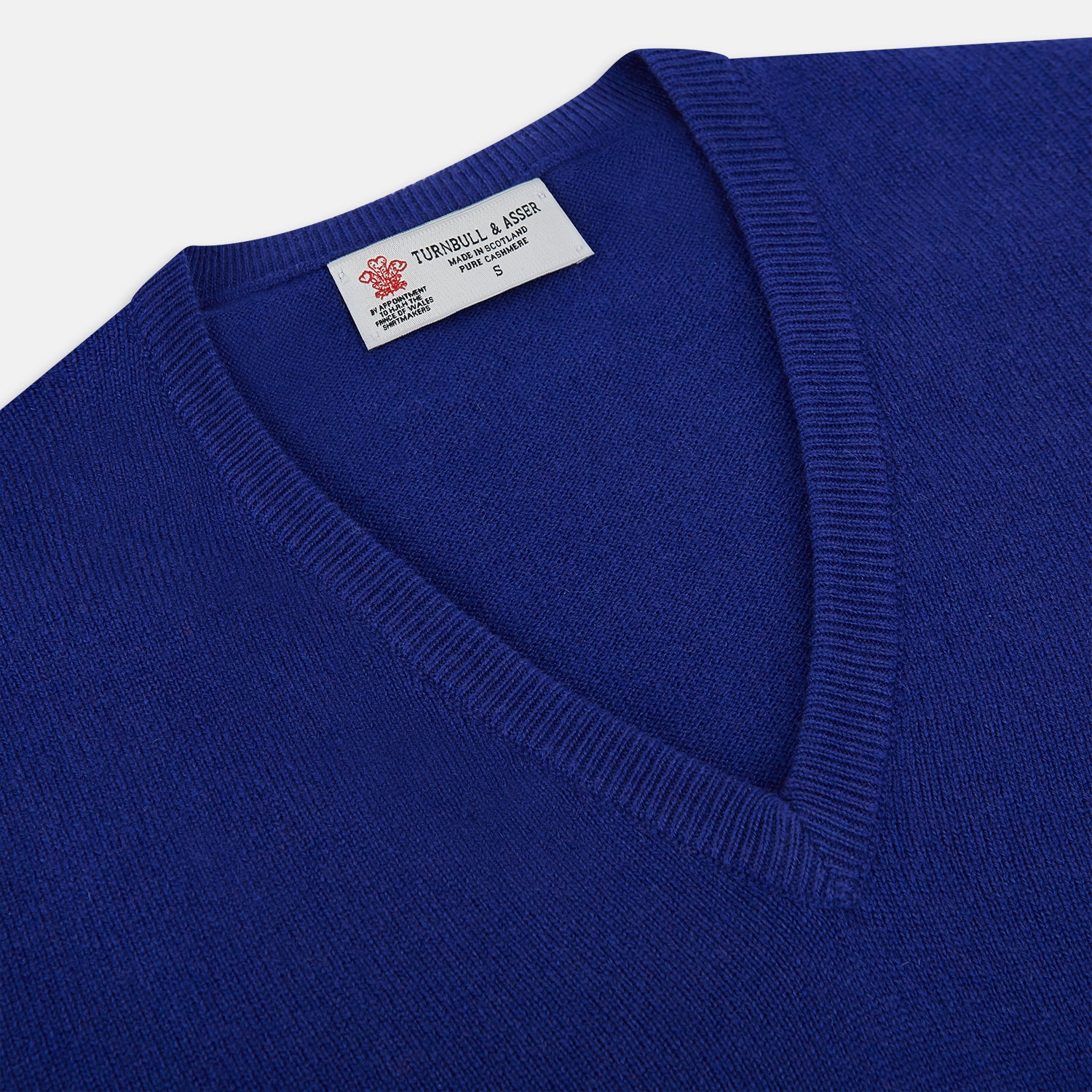View 2 of product Royal Blue long-sleeve V-neck jumper in cashmere