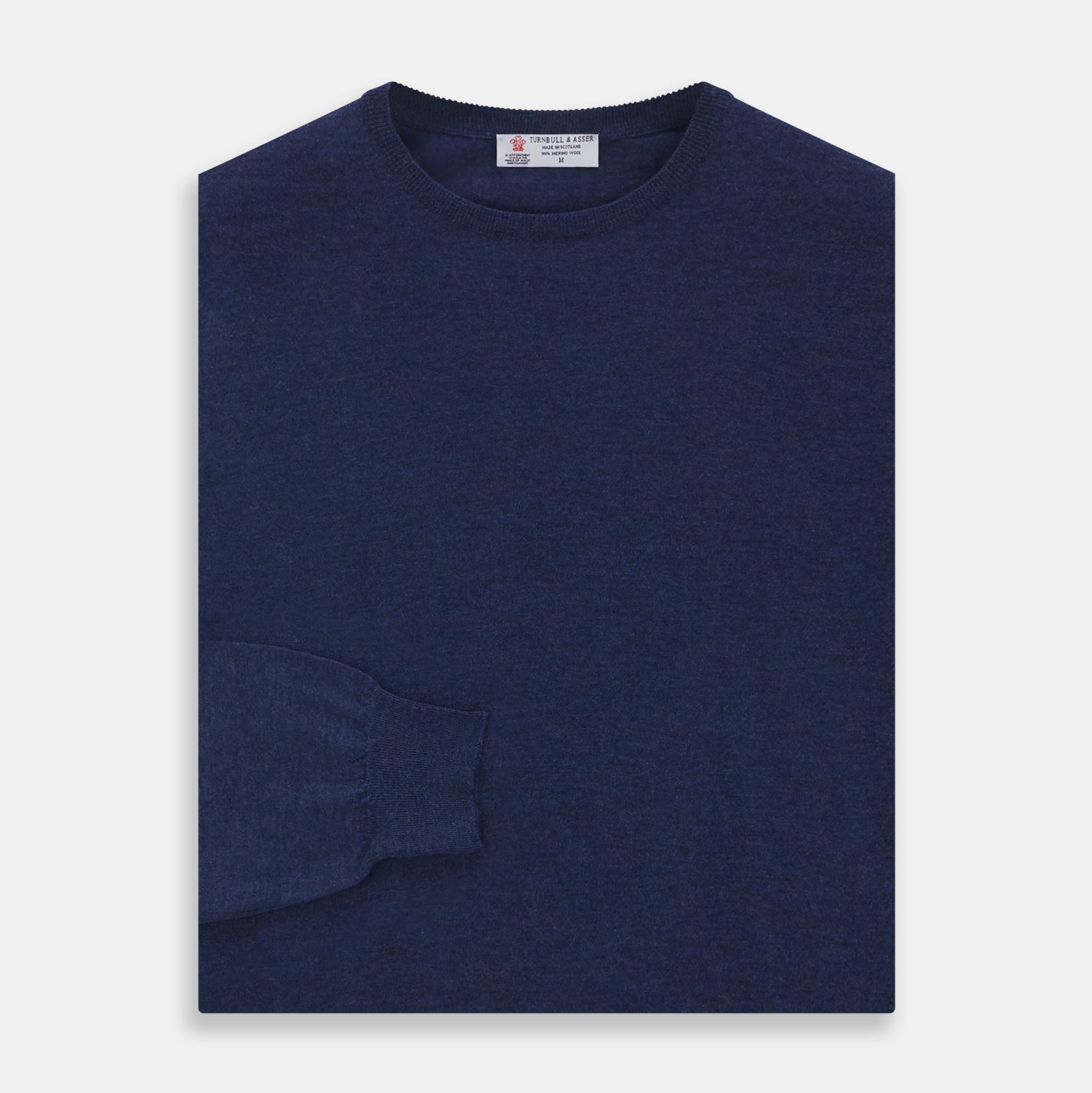 View 3 of product Blue Crew Neck Merino Wool Jumper