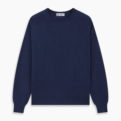 Blue Crew Neck Merino Wool Jumper Image 4