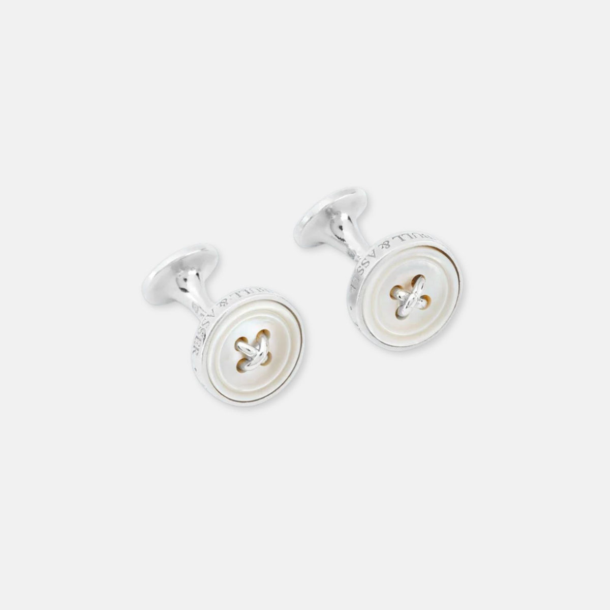 View 1 of product White Sterling Silver Mother-of-Pearl Button Cufflinks