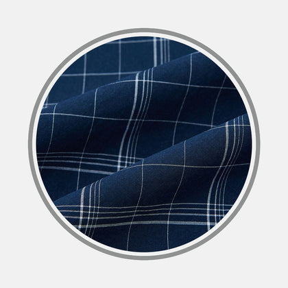 Indigo Windowpane Check Fabric