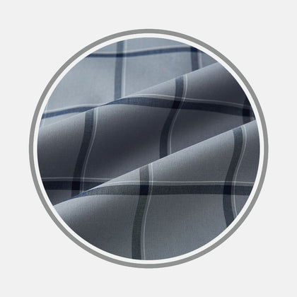 Wide Navy and Grey Check Fabric