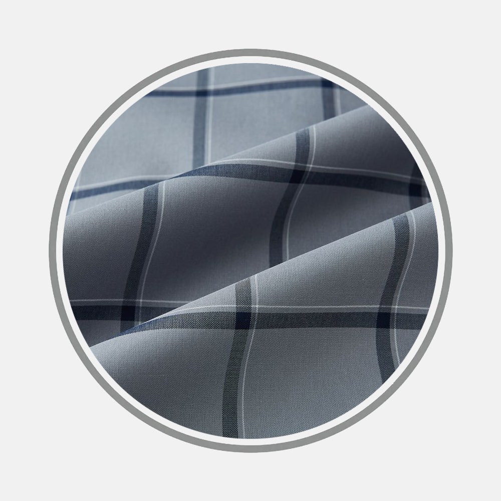 Wide Navy and Grey Check Fabric 19