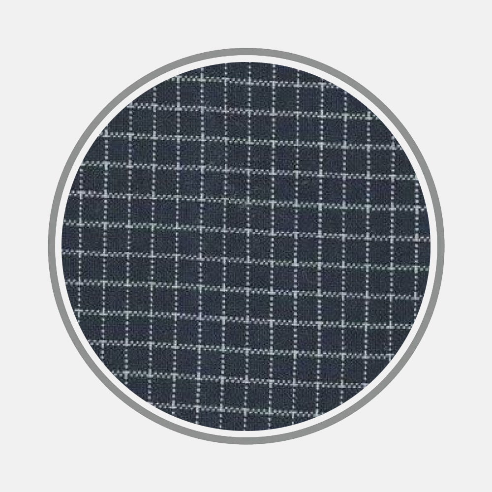 White Mini Check Navy Fabric 19