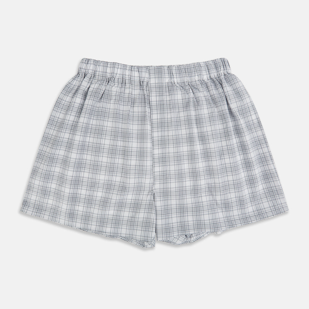 Grey check cotton boxer shorts