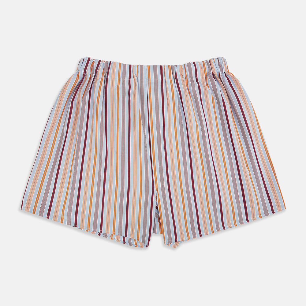 Orange and burgundy Striped cotton boxer shorts