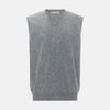 View 1 of product Marl grey sleeveless V-neck vest in cashmere