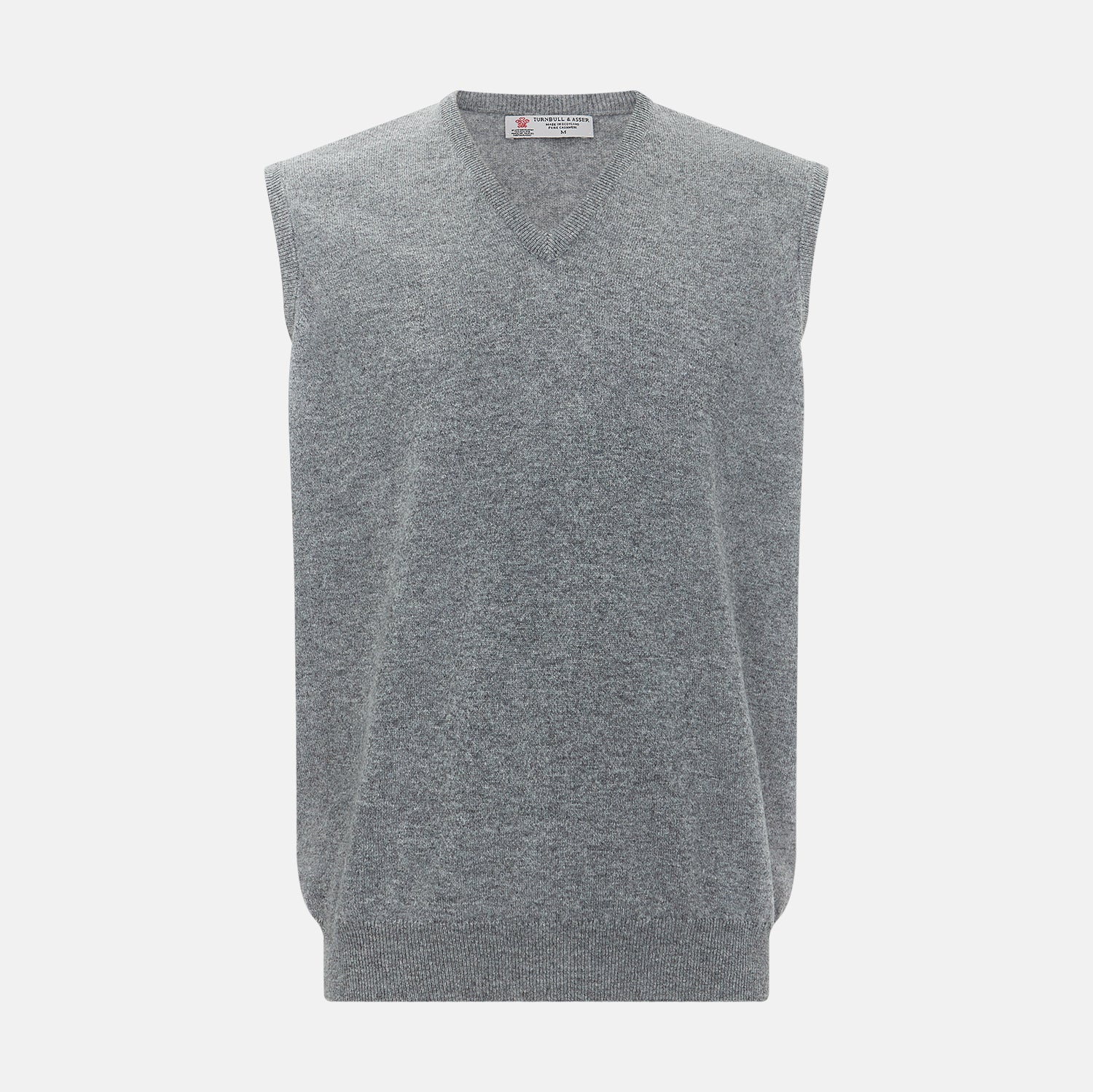 View 1 of product Marl grey sleeveless V-neck vest in cashmere