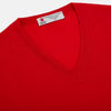 View 2 of product Red long-sleeve V-neck jumper in cashmere