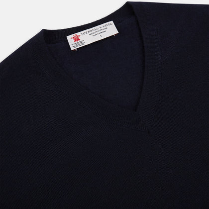 Black long-sleeve V-neck jumper in cashmere Image 1