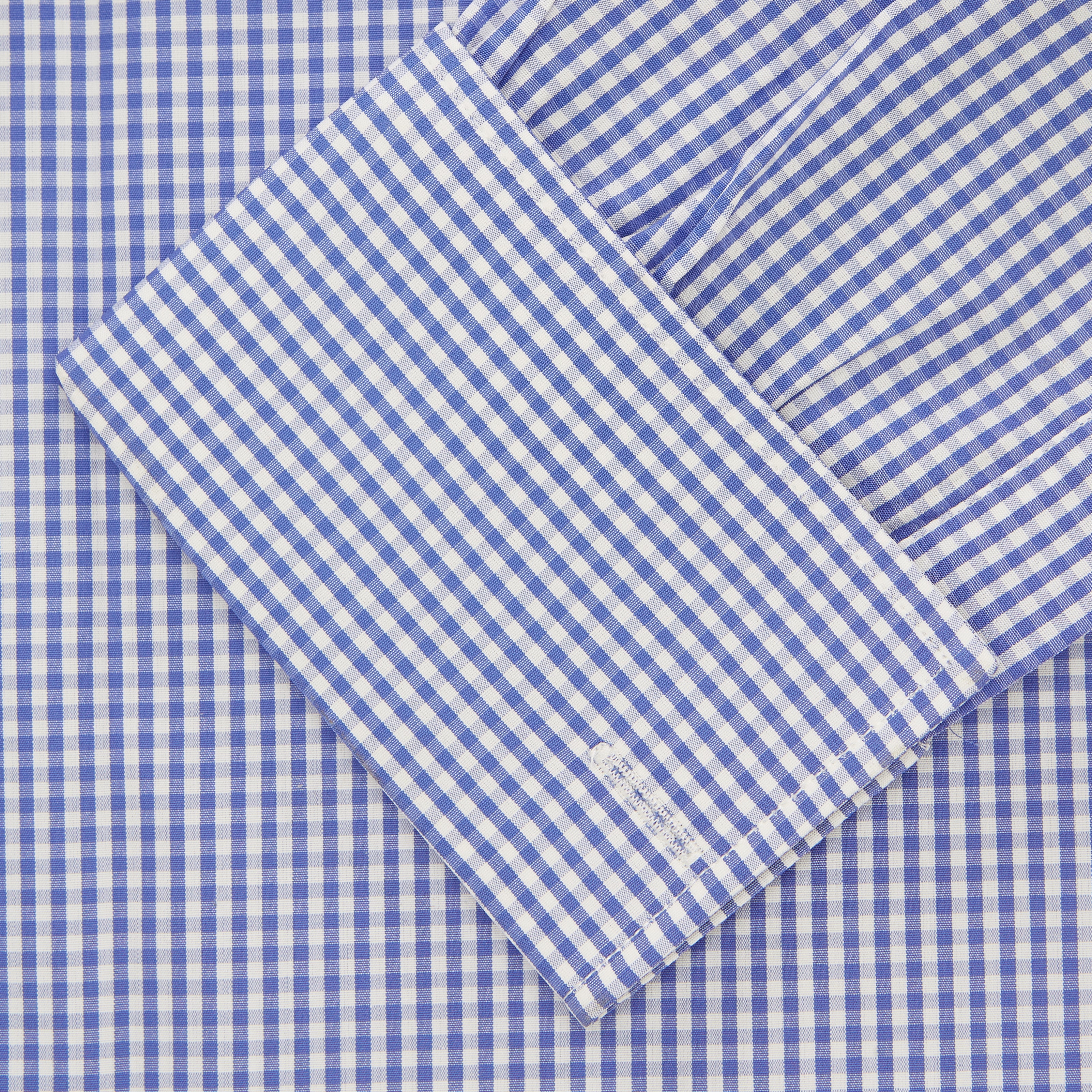 View 2 of product Mid Blue Gingham Check Shirt with T&A Collar and Double Cuffs