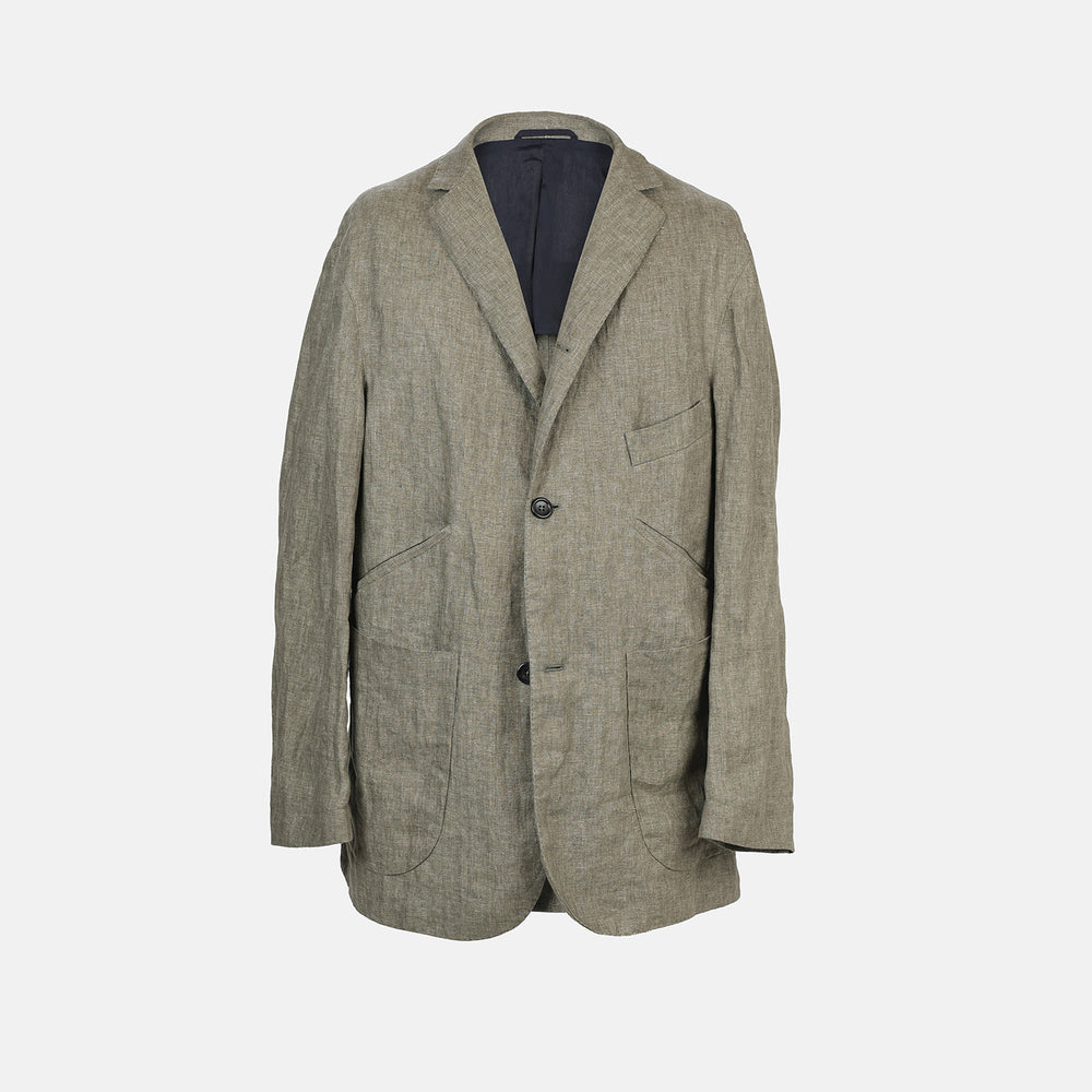 Riviera Olive Oversized Blazer in Linen