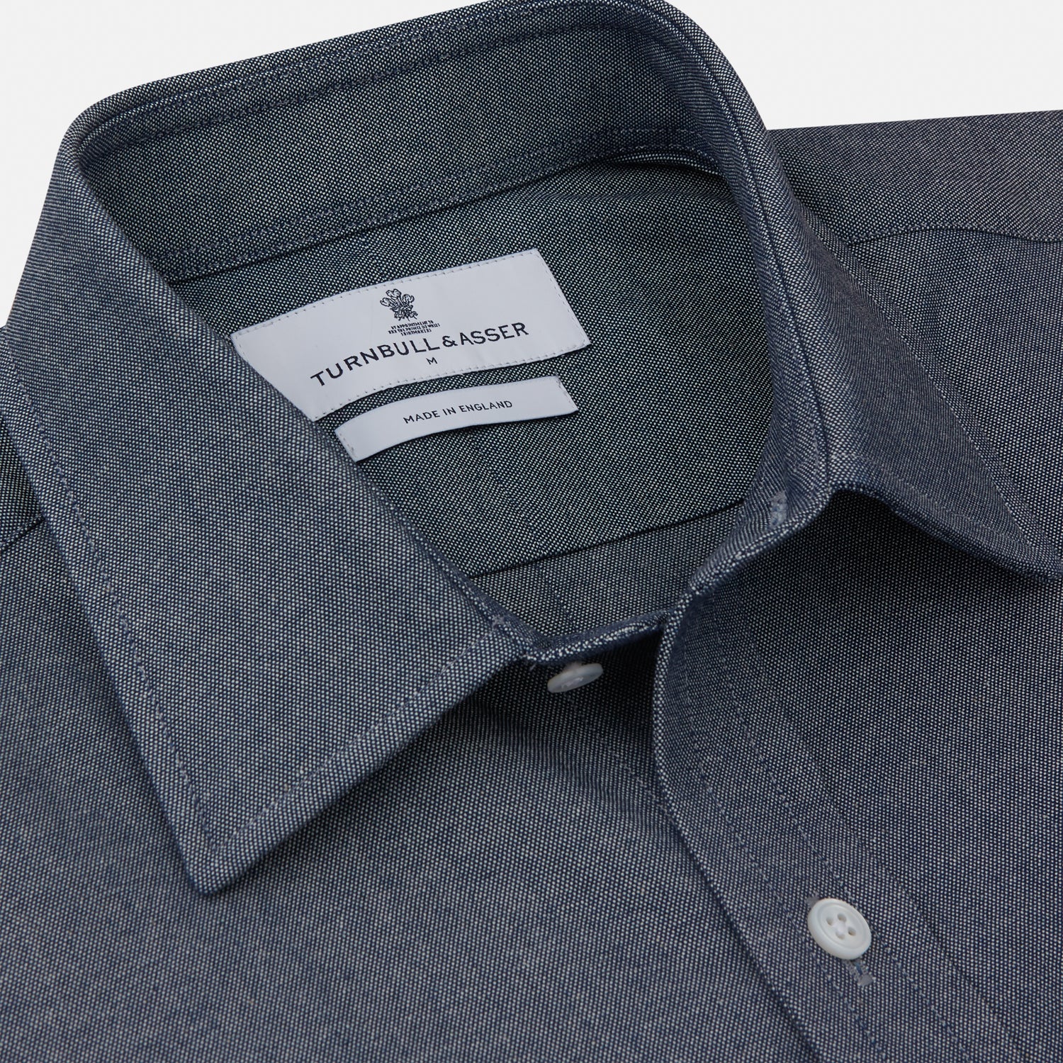 View 2 of product Plain Blue Oxford Weekend Fit Shirt with Derby Collar and 1-Button Cuffs