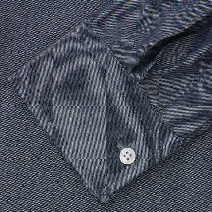 Plain Blue Oxford Weekend Fit Shirt with Derby Collar and 1-Button Cuffs Image 2