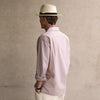 View 3 of product Beige Stripe Cotton Holiday Fit Shirt with Revere Collar & Single Button Cuff