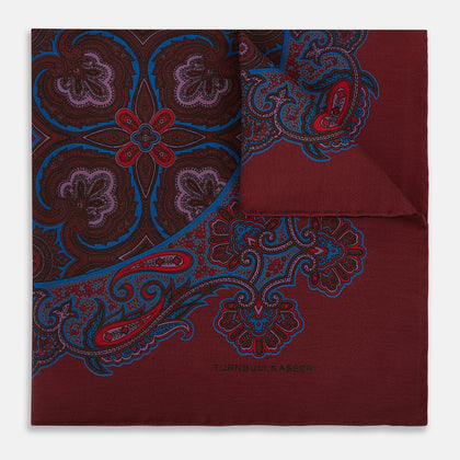 Red paisley Silk pocket square