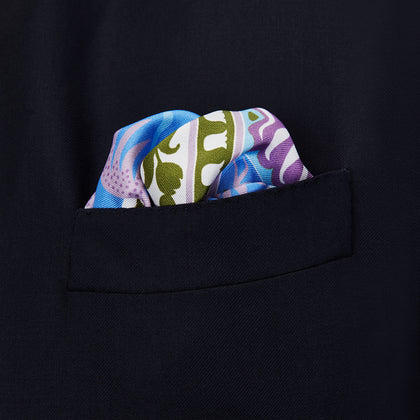 Green Multi Griffins Silk Pocket Square Image 2