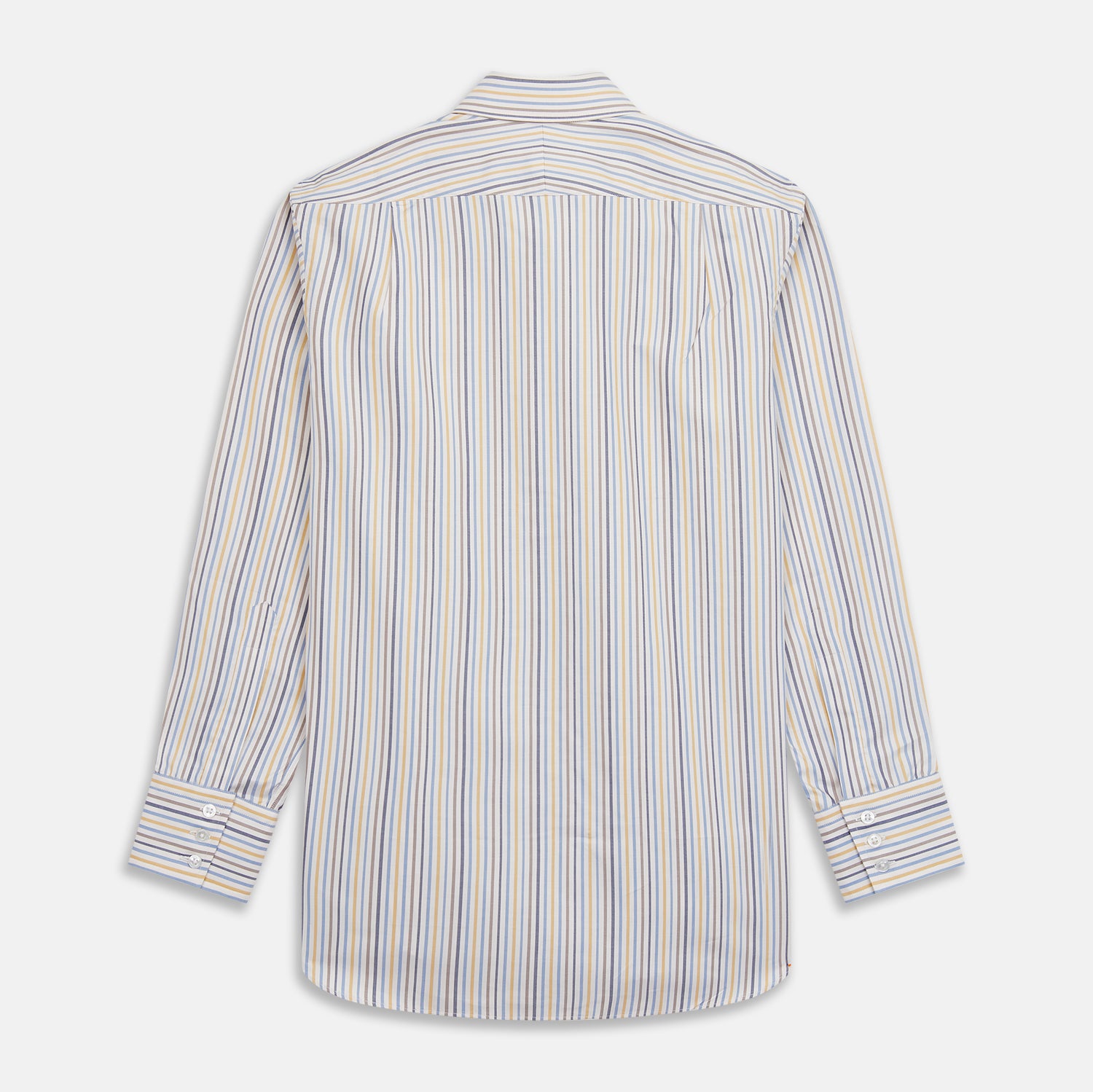 View 5 of product Yellow Multi Stripe Regular Fit Shirt with T&A Collar and 3 Button Cuffs