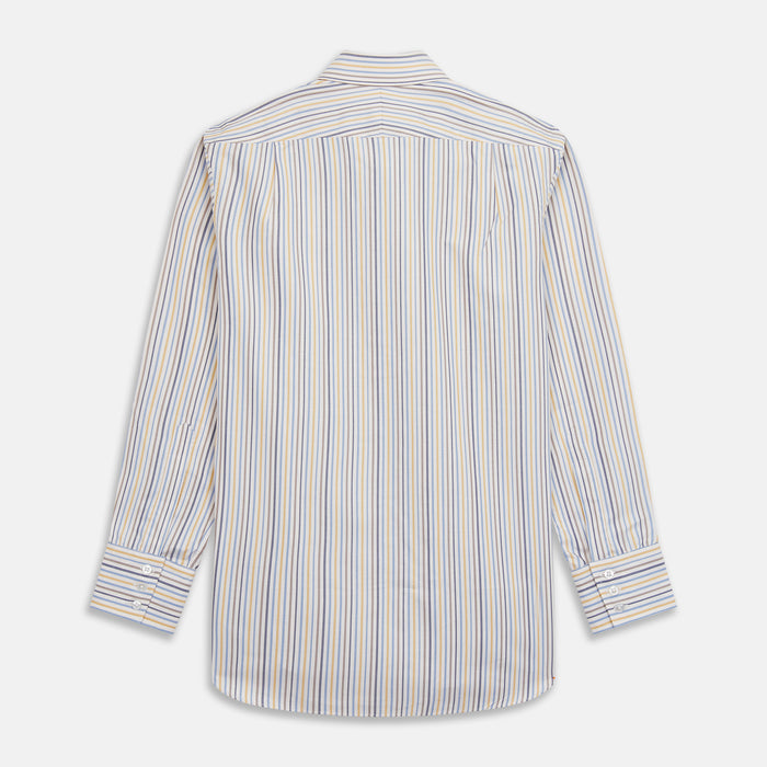 Yellow Multi Stripe Regular Fit Shirt with T&A Collar and 3 Button Cuffs Image 4