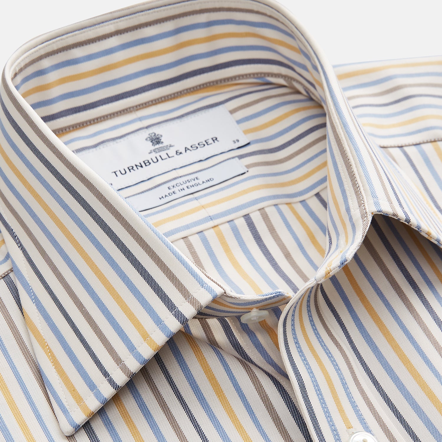 View 2 of product Yellow Multi Stripe Regular Fit Shirt with T&A Collar and 3 Button Cuffs