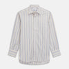 View 1 of product Yellow Multi Stripe Regular Fit Shirt with T&A Collar and 3 Button Cuffs