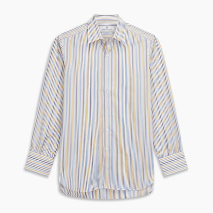 Yellow Multi Stripe Regular Fit Shirt with T&A Collar and 3 Button Cuffs Image 5