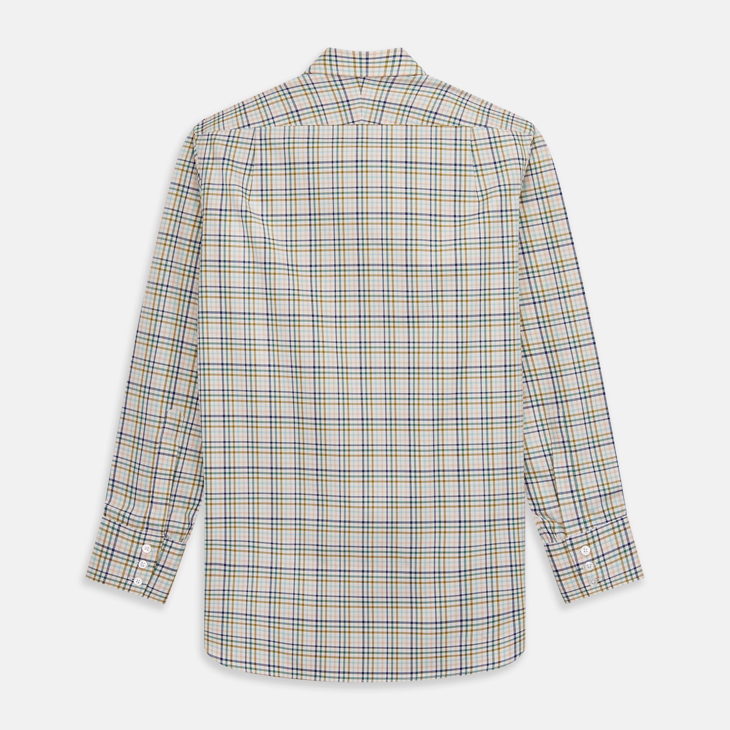 View 5 of product Green Multi Check Regular Fit Shirt with T&A Collar and 3 Button Cuffs