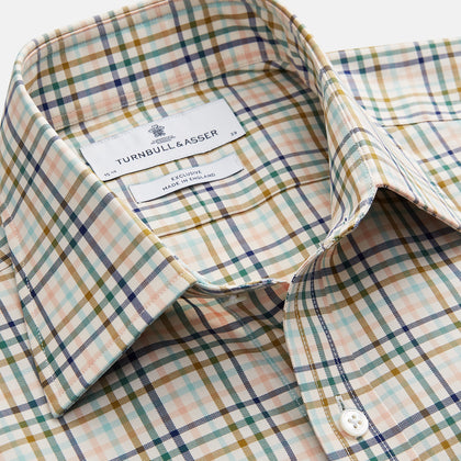 Green Multi Check Regular Fit Shirt with T&A Collar and 3 Button Cuffs Image 1