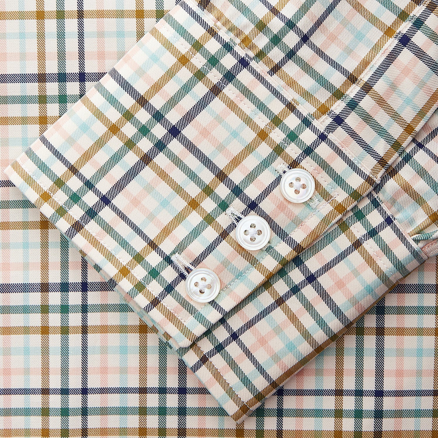 View 3 of product Green Multi Check Regular Fit Shirt with T&A Collar and 3 Button Cuffs
