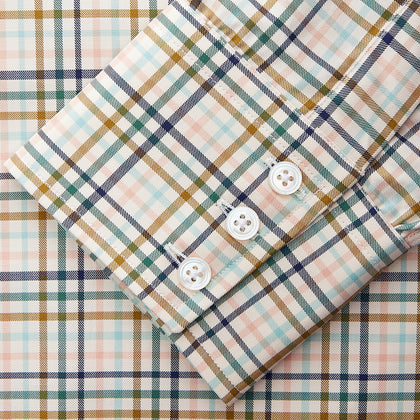 Green Multi Check Regular Fit Shirt with T&A Collar and 3 Button Cuffs Image 2