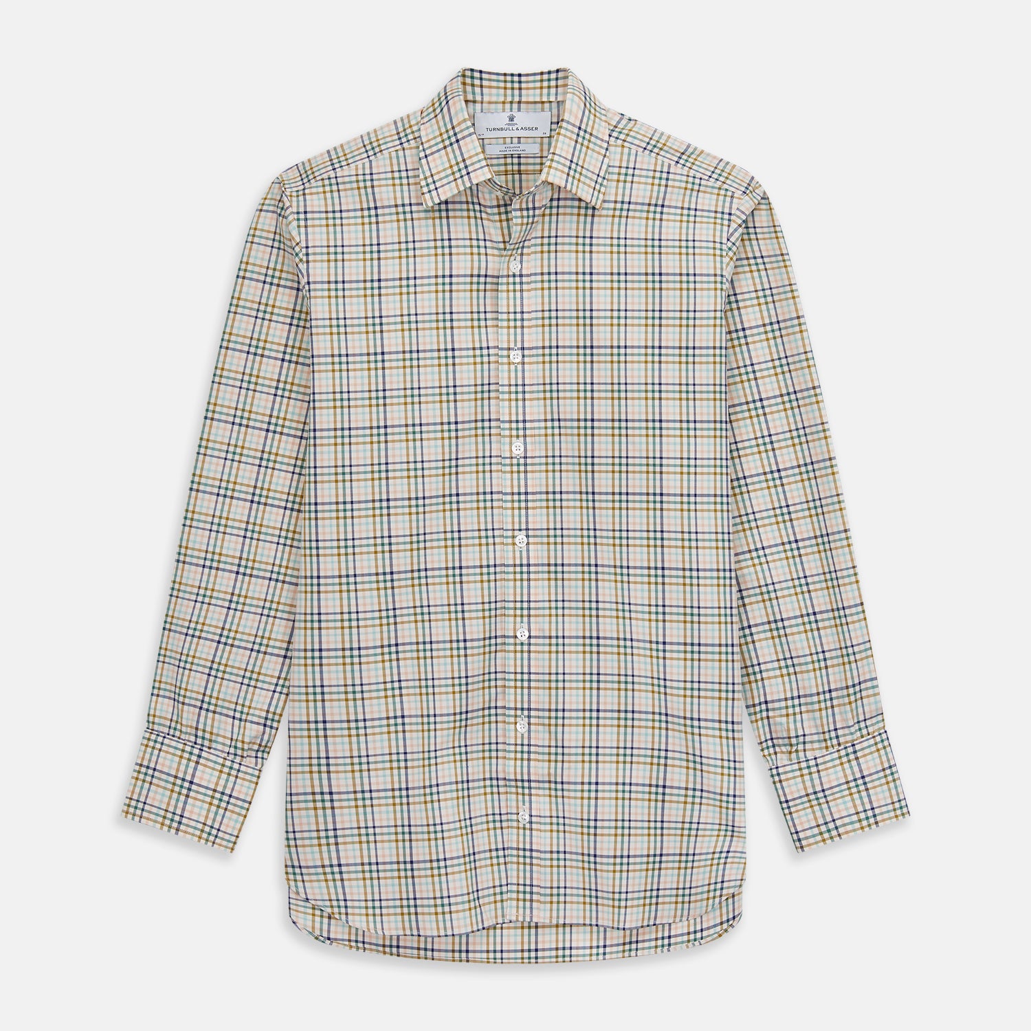 View 1 of product Green Multi Check Regular Fit Shirt with T&A Collar and 3 Button Cuffs