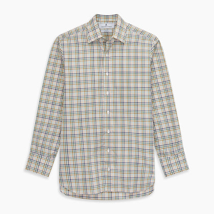 Green Multi Check Regular Fit Shirt with T&A Collar and 3 Button Cuffs Image 5