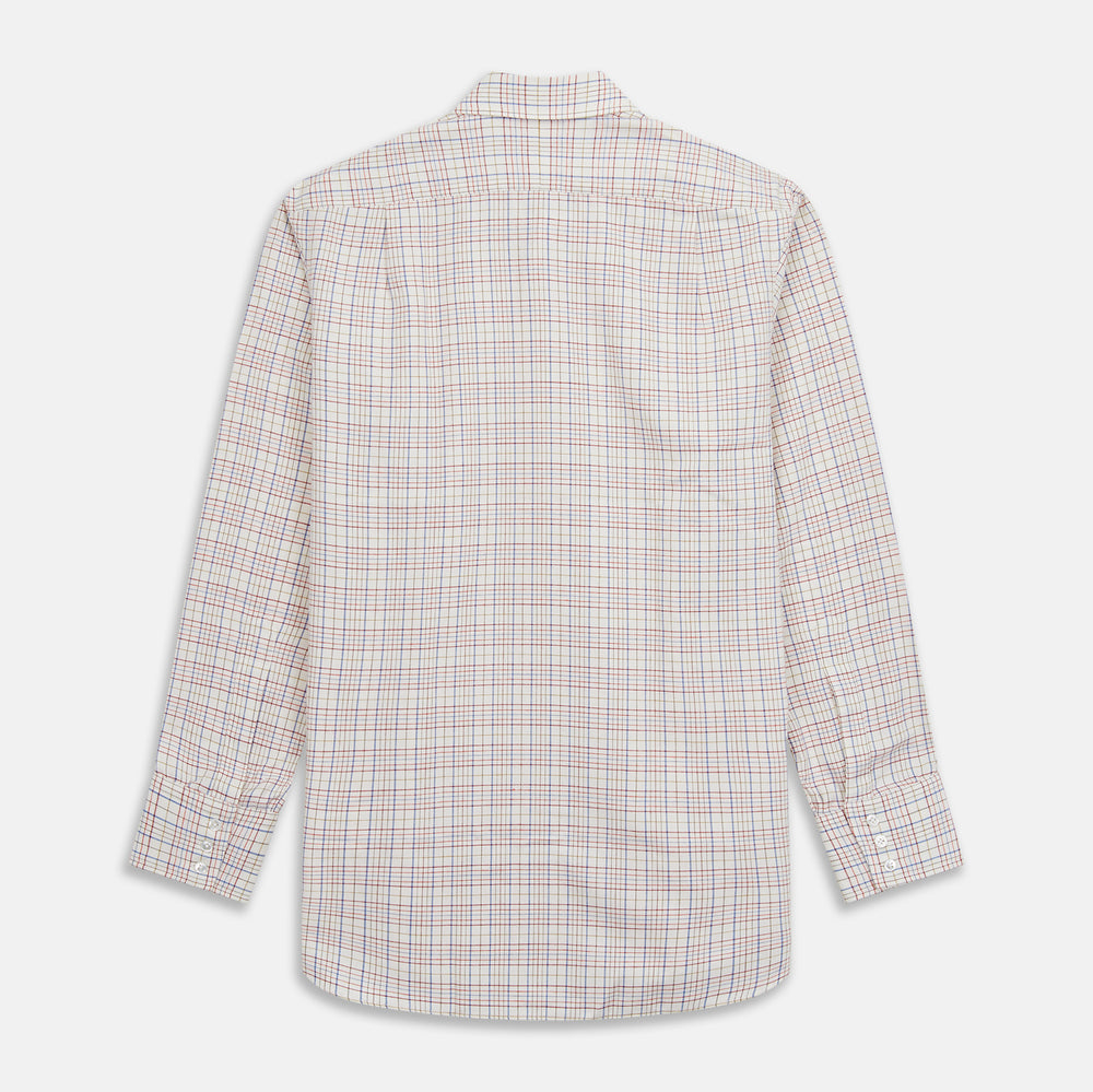 Red Multi Check Regular Fit Cotton-Cashmere Shirt with T&A Collar and 3 Button Cuffs