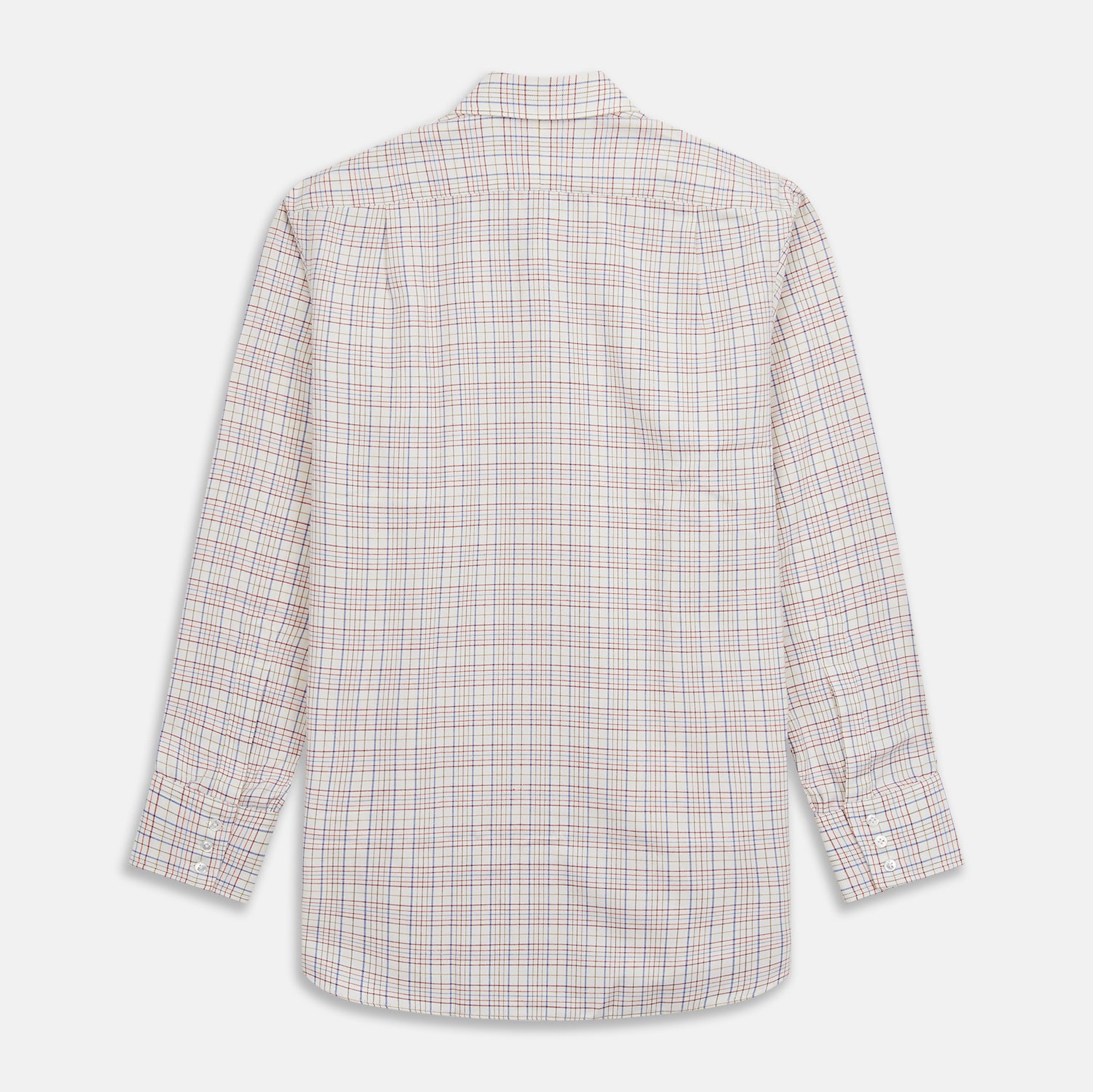 View 5 of product Red Multi Check Regular Fit Cotton-Cashmere Shirt with T&A Collar and 3 Button Cuffs