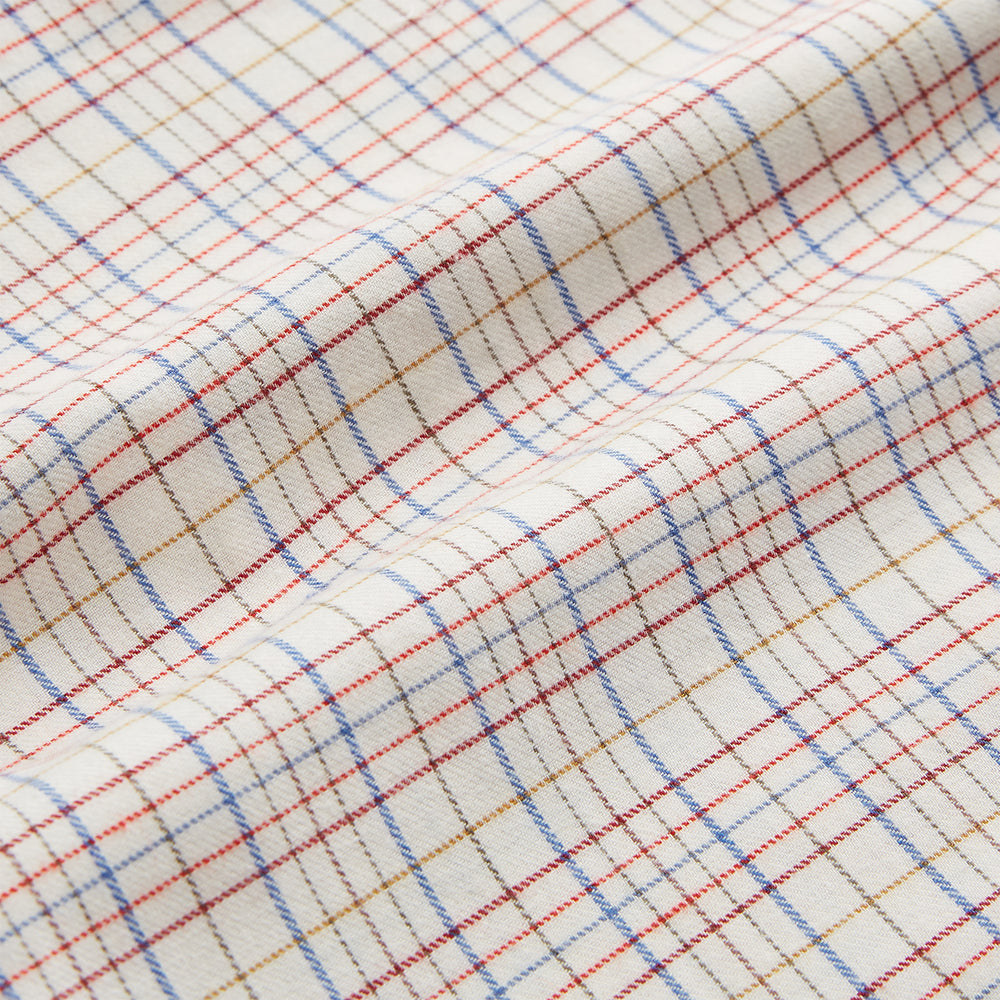 Red Multi Check Regular Fit Cotton-Cashmere Shirt with T&A Collar and 3 Button Cuffs