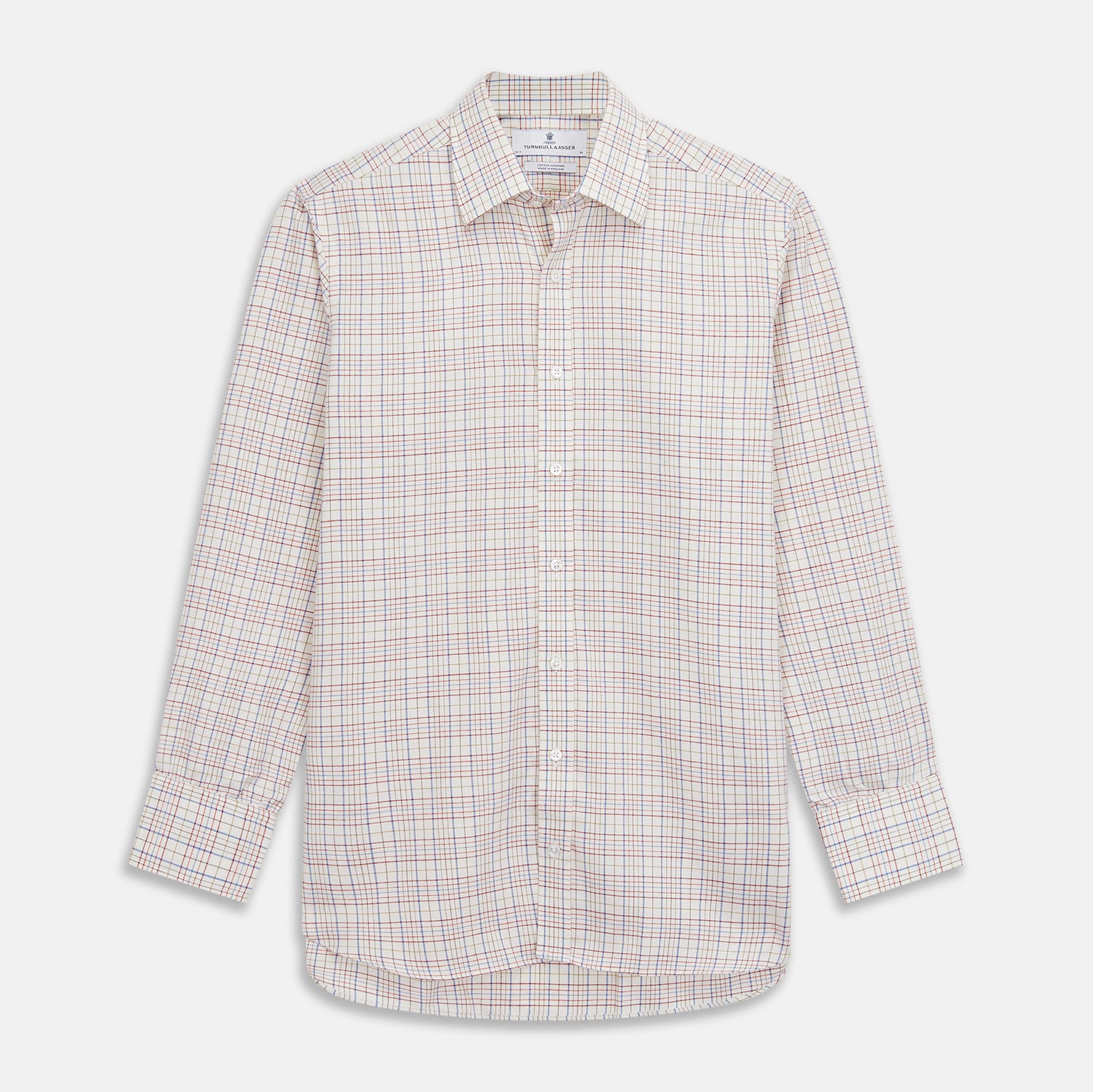 View 1 of product Red Multi Check Regular Fit Cotton-Cashmere Shirt with T&A Collar and 3 Button Cuffs