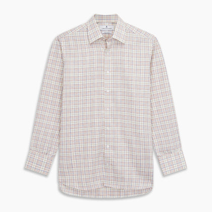 Red Multi Check Regular Fit Cotton-Cashmere Shirt with T&A Collar and 3 Button Cuffs Image 5