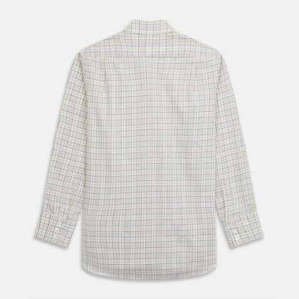 Brown Multi Check Regular Fit Cotton-Cashmere Shirt with T&A Collar and 3 Button Cuffs Image 4