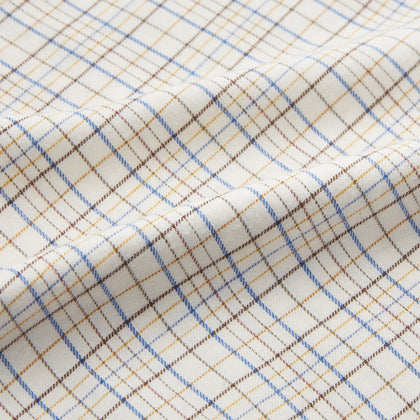 Brown Multi Check Regular Fit Cotton-Cashmere Shirt with T&A Collar and 3 Button Cuffs Image 3