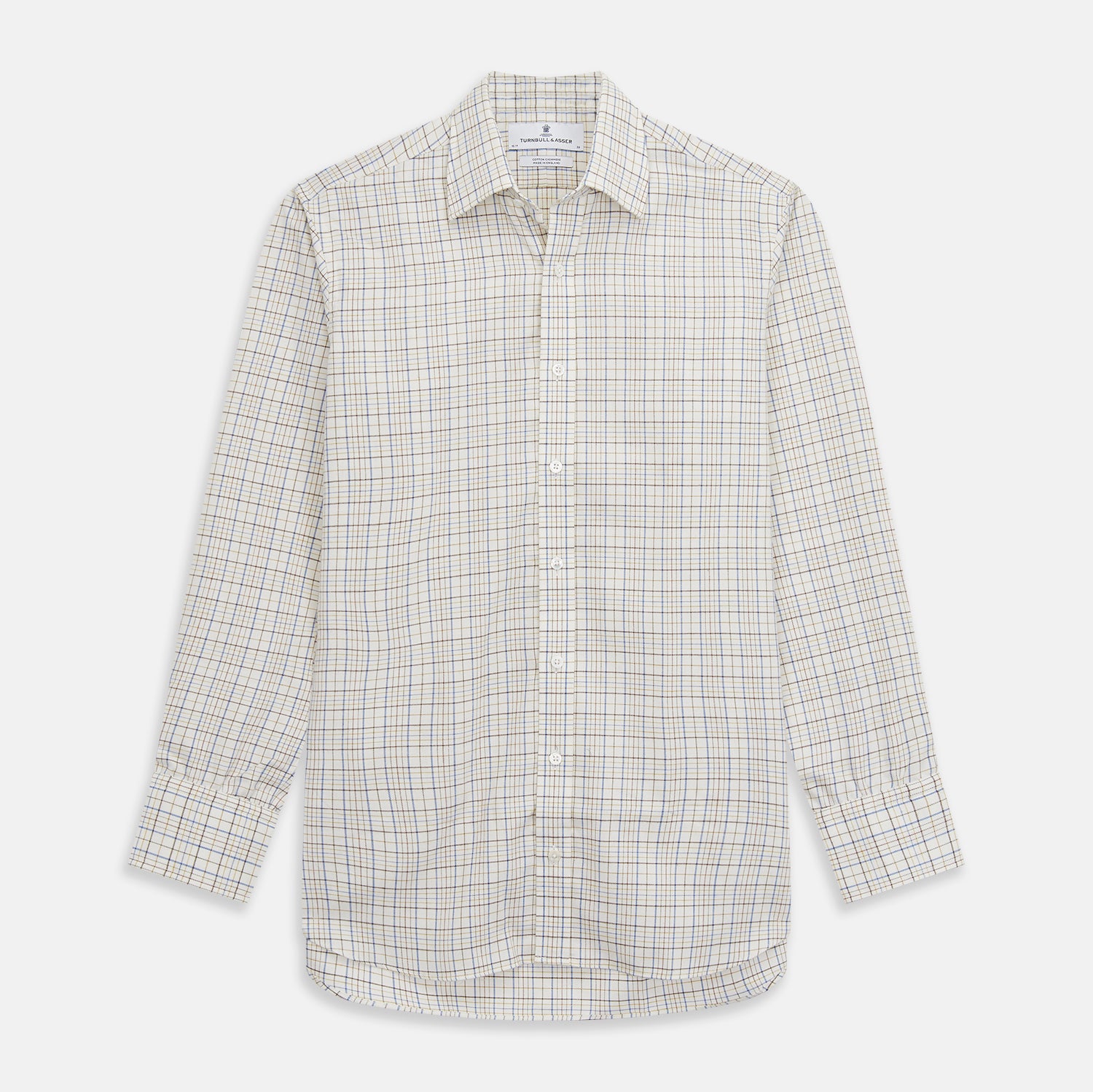 View 1 of product Brown Multi Check Regular Fit Cotton-Cashmere Shirt with T&A Collar and 3 Button Cuffs