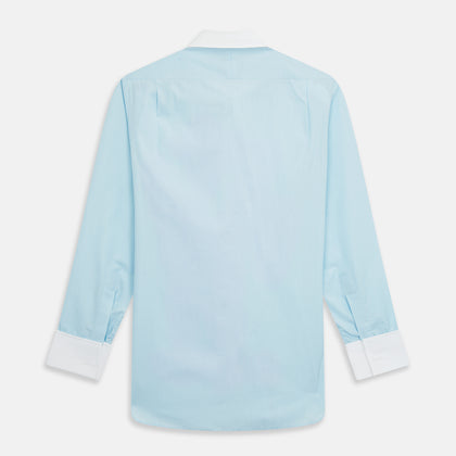 Green Micro-Check Regular Fit Shirt with White T&A Collar and Double Cuffs Image 6