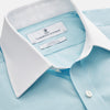 View 3 of product Green Micro-Check Regular Fit Shirt with White T&A Collar and Double Cuffs