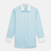 View 2 of product Green Micro-Check Regular Fit Shirt with White T&A Collar and Double Cuffs
